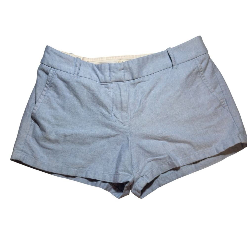 J Crew Factory Women's 3" Oxford Shorts City Fit Bluestone Cotton Pockets SZ 6